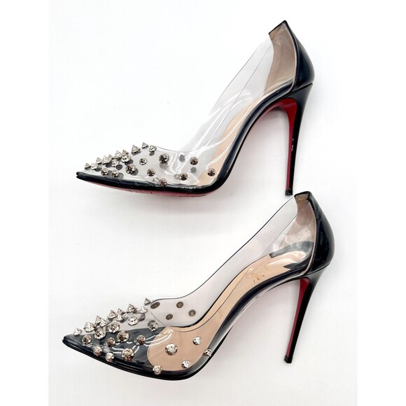Christian Louboutin Patent PVC Collaclou 100 Pump Black High Heels EU38.5 US8.5 - Picture 6 of 14